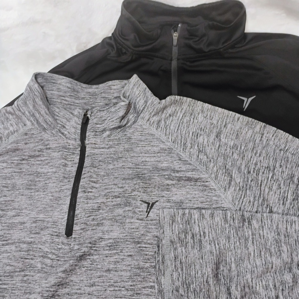 Lot of 2 Old Navy Active Performance Mens XL Quarter Zip Pullover Black Gray P